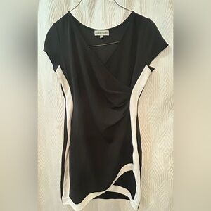 Almost Famous Black and White Drape Blouse